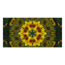 Large Yellow Wildflower Kaleidoscope Art 6 photo cards
