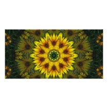 Large Yellow Wildflower Kaleidoscope Art 7 photo cards