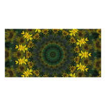 Large Yellow Wildflower Kaleidoscope Art 9 photo cards