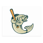Largemouth Bass fish baseball bat Post Card