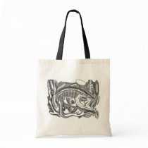 Largemouth Bass in the cattails Tote Bags