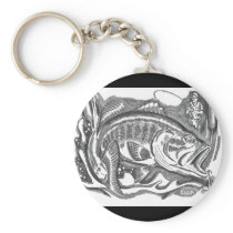 Largemouth Bass in the cattails Keychain