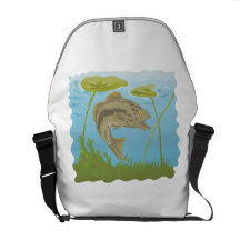 largemouth bass jumping messenger bag