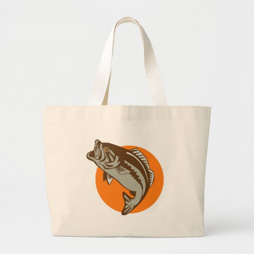 largemouth bass jumping retro bag