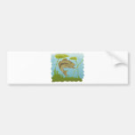 largemouth bass jumping retro bumper stickers