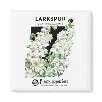 Larkspur, Giant Imperial White, F. Lagomarsino & S magnets by vintagegiftmall Larkspur, Giant Imperial White, F. Lagomarsino & S magnets