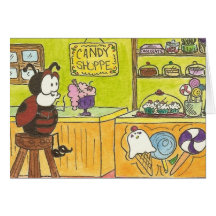 Larry the Ladybug Candy Shoppe icecream shop Greeting Card
