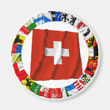 Las banderas de los cantones de Suiza Imán De Nevera