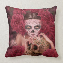 Las Calaveras Throw Pillow pillows