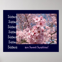 ¡Las hermanas son sol dulce! flor rosado de los re Poster
