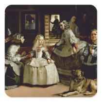 Las Meninas detail of the lower half depicting Square Stickers
