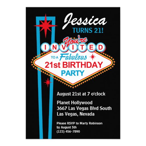 Las Vegas 21st Birthday Party Invitation