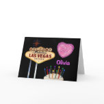 Las Vegas 21st Birthday PINK HEART BALLOON Card