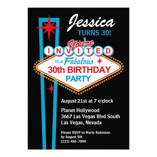 Las Vegas 30th Birthday Party Invitation