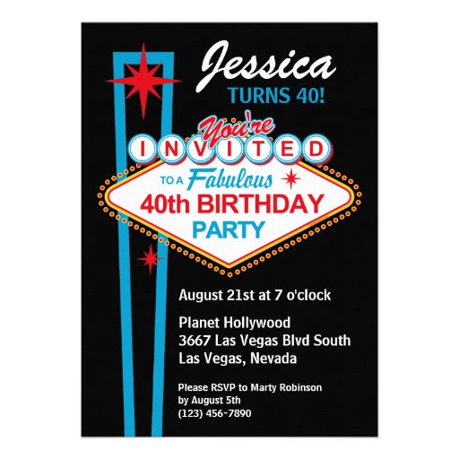 Las Vegas 40th Birthday Party Invitation