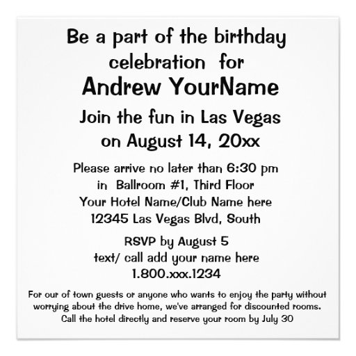 Las Vegas 50th Birthday Party Invite