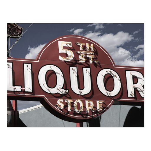 Las Vegas 5th St. Liquor Retro Neon Sign Postcard
