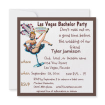 Las Vegas Bachelor Party with Showgirl Art Custom Invitation