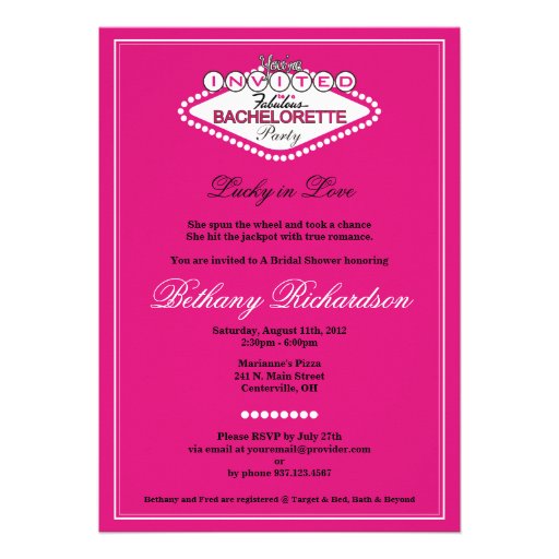 Las Vegas Bachelorette Party Invitation - Hot Pink