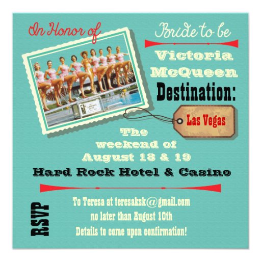 Las Vegas Bachelorette Weekend Getaway Invitations