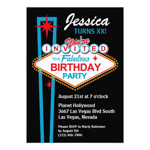 Vegas Birthday Invitations