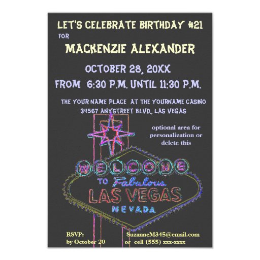 Las Vegas Boulevard Casino Birthdays Parties 21st Custom Announcements