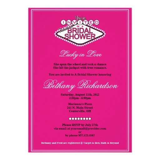 Las Vegas Bridal Shower Invitation - Hot Pink