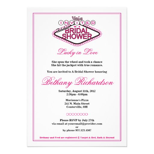 Las Vegas Bridal Shower Invitation - Hot Pink