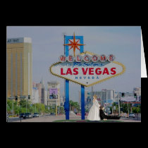Las Vegas Bride dragging Groom Wedding Card