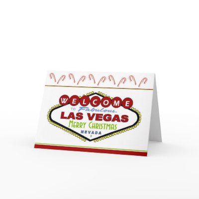 Las Vegas Candy Cane Merry Christmas Card
