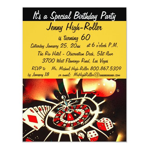 Las Vegas Casino Birthday Bash Event Card | Zazzle