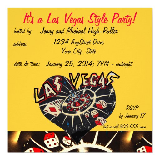 Las Vegas Casino Style Party Personalized Invitation