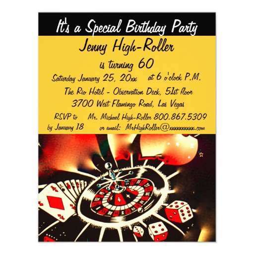 Las Vegas Casino Theme Birthday Party Personalized Announcement