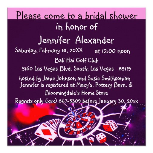 Las Vegas Casino Theme Bridal Shower Invitation
