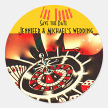 Las Vegas casino theme wedding Round Stickers