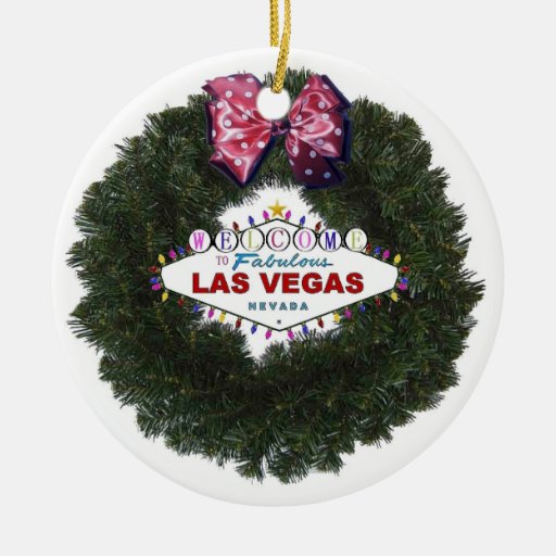 las vegas christmas wreath ornament zazzle las vegas christmas wreath ornament zazzle