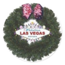 Las Vegas Christmas Wreath Sticker