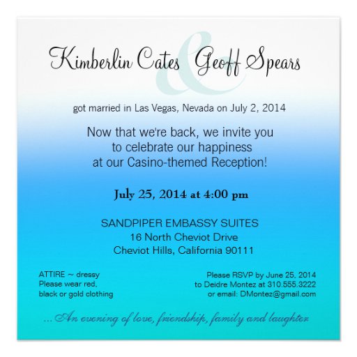 Las Vegas Couple Wedding Reception Announcement