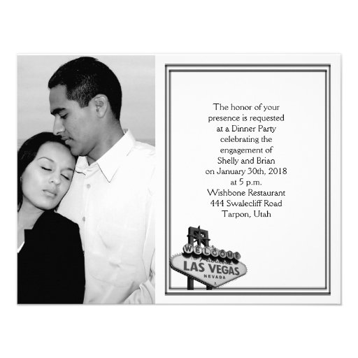 Las Vegas Destination Wedding Engagement Personalized Announcements (front side)