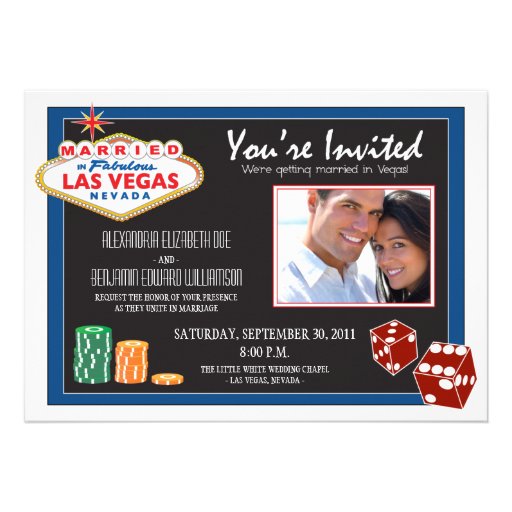 Las Vegas Destination Wedding Invitation (blue) (front side)