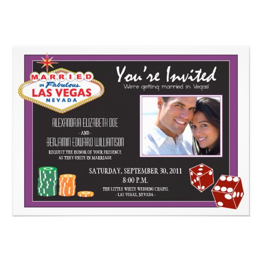 Las Vegas Destination Wedding Invitation (purple) (front side)