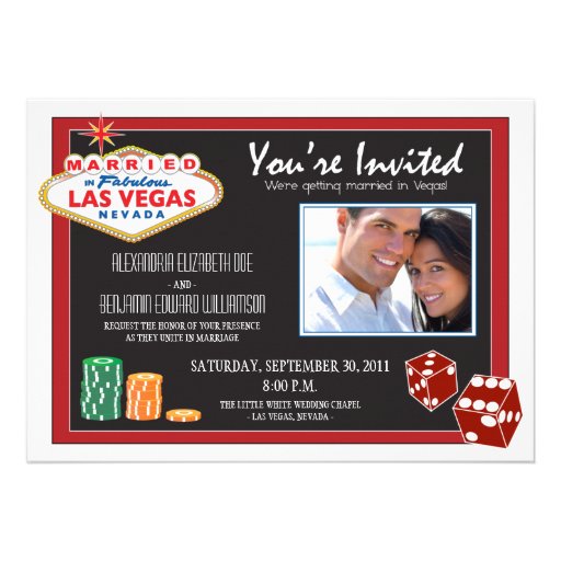 Las Vegas Destination Wedding Invitation (red) (front side)