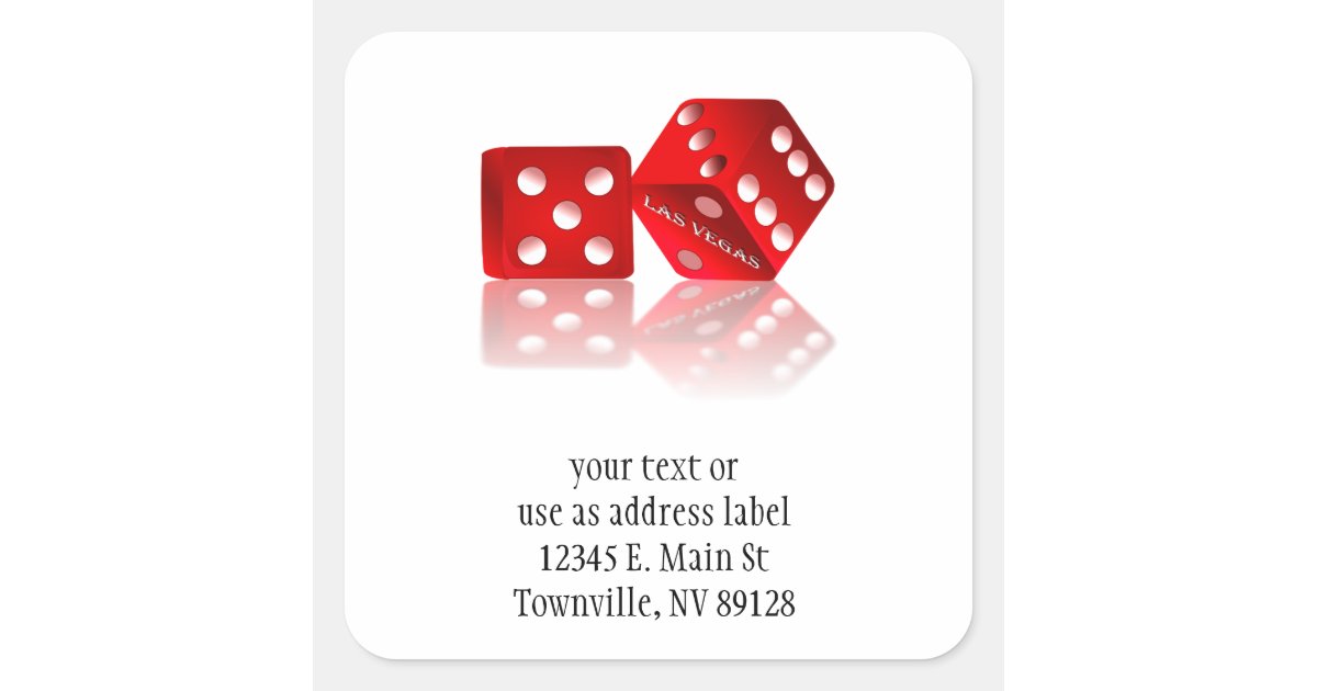 Las Vegas Dice Square Sticker | Zazzle