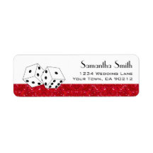 Las Vegas Dice Theme Ruby Red Faux Glitter Return Address Labels