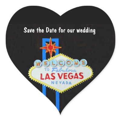 Las Vegas Heart Shaped Wedding Stickers