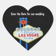 Las Vegas Heart Shaped Wedding Stickers