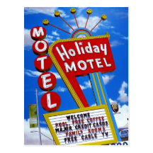 Las Vegas Holiday Motel Retro Neon Postcard