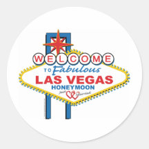 Las Vegas Honeymoon/Save the Date Round Stickers