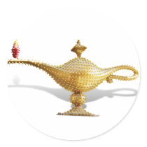 Las Vegas Magic Lamp Round Stickers
