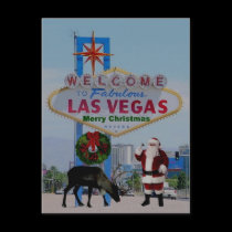 Las Vegas Merry Christmas Santa, Reindeer Postcard by vegasdusoleil Las Vegas Merry Christmas Santa, Reindeer Postcard